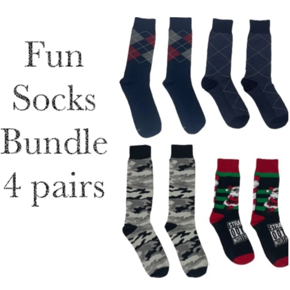 Men’s Socks Bundle Fun Colorful Vintage Pattern Design Graphics Print Black Gray